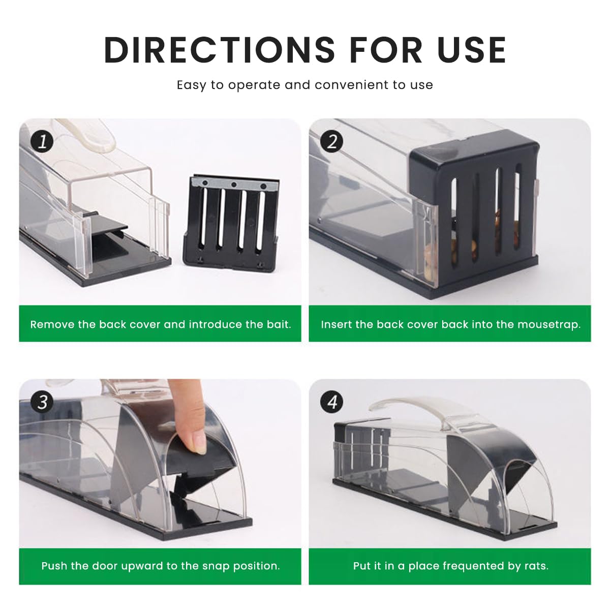HASTHIP Humane Mouse Trap for Home with 12.6 in Channel and Ergonomic Handle | Reusable ABS Cage