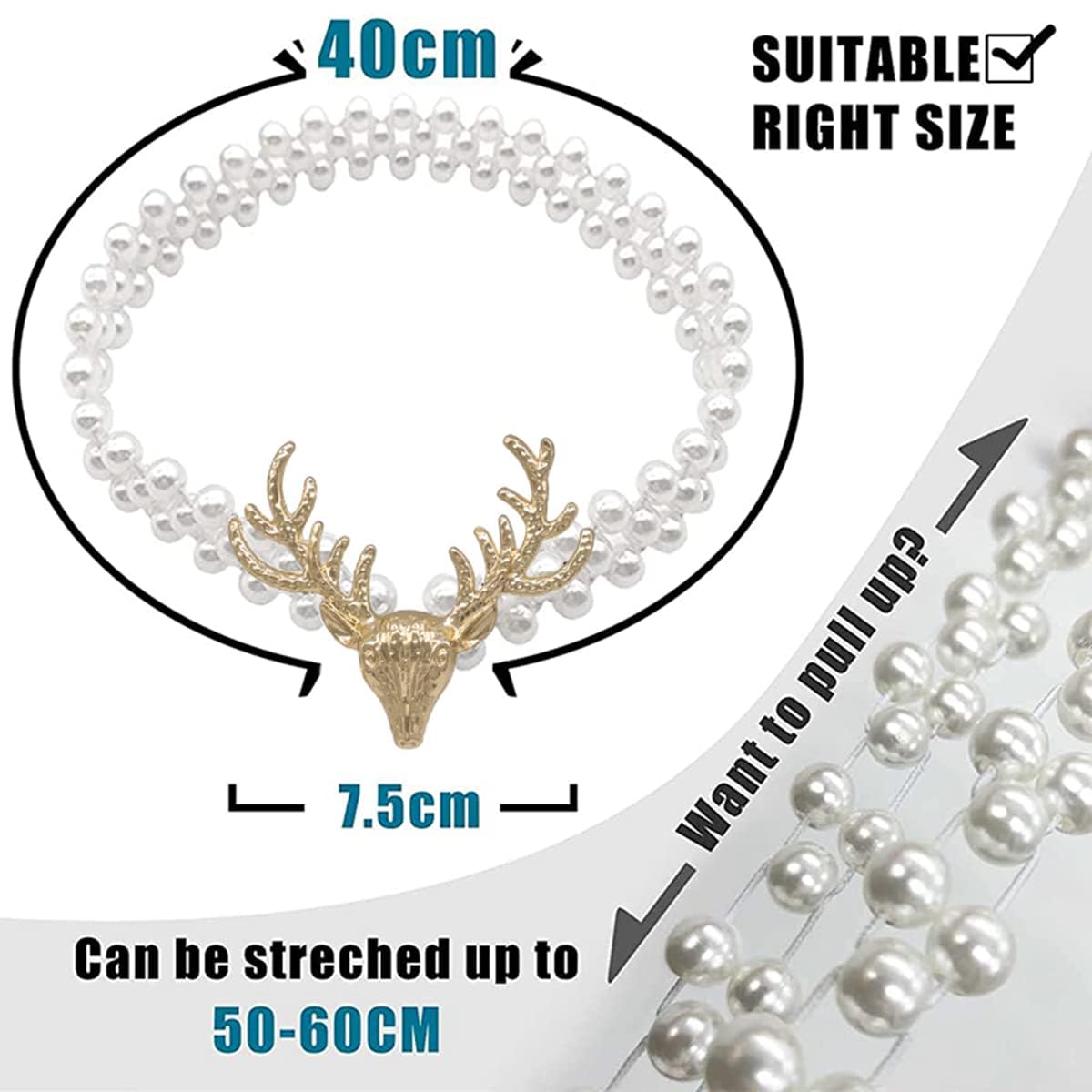 HASTHIP Curtain Tiebacks 2pcs for Home and Hotel Windows with Elastic Rope and Pearl Design