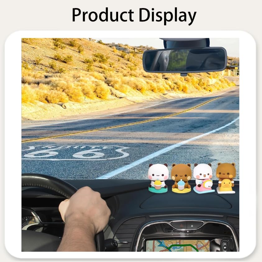 ZIBUYU Cute Cartoon Animal Ornaments for Home and Car Decoration | 2PCS PVC Figurines