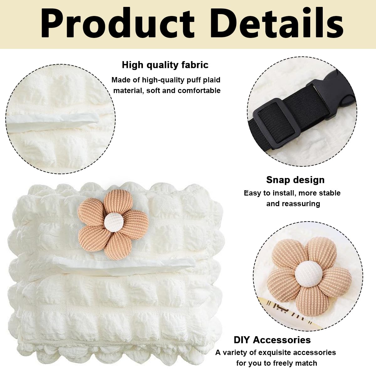 HASTHIP Car Tissue Paper Box for Sun Visor and Backseat featuring Stretchy Strap | Cute Flower Design for Organized Travel