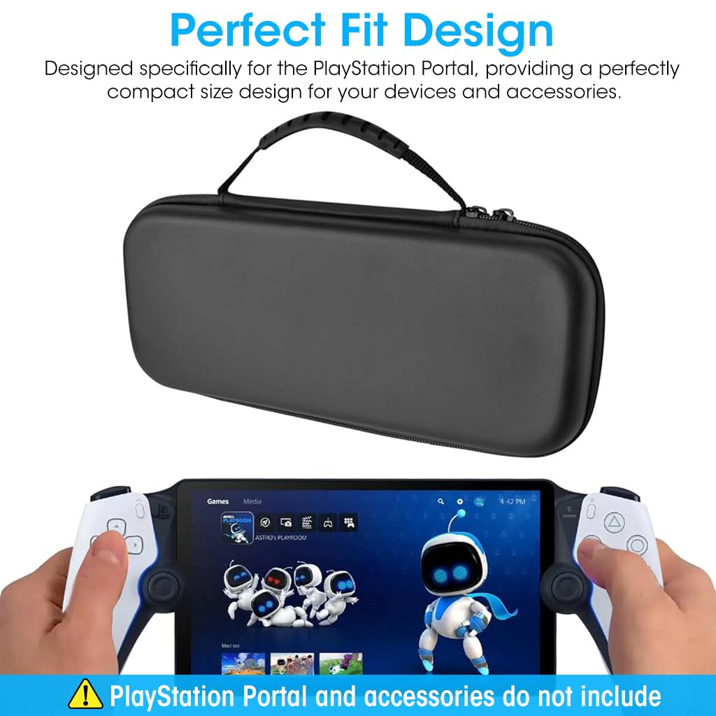 ZORBES® Carrying Case for PlayStation Portal Handheld Gaming Console, Portable Hard Shell Case for PlayStation Portal Remote Player, PU Storage Bag Travel Carrying Case for PlayStation Portal Accessories