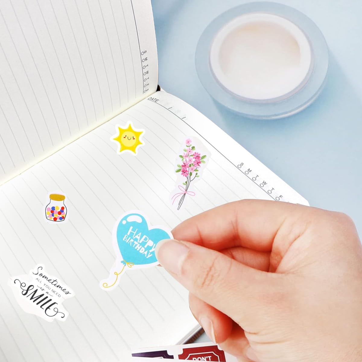 Climberty A5 Leather Notebook for Office and Travel with Strap and 192 Pages | Includes Stickers