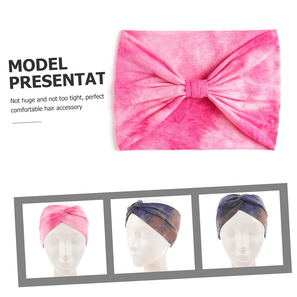 ZIBUYU Hair Bands for Women for Yoga and Workouts featuring Stretchy 95% Polyester 5% Spandex Fabric | Gradient Pink Tie-Dye Headband