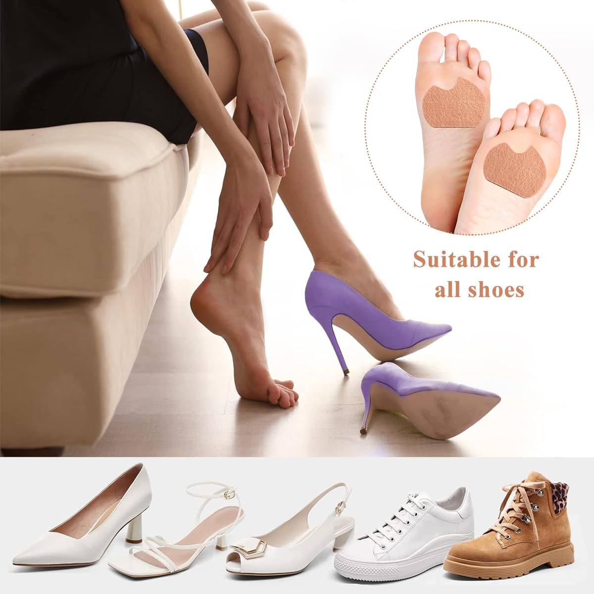 MAYCREATE Foot Cushion Shoe Insoles for Pain Relief with Self Adhesive Wool Felt | 3 Pairs