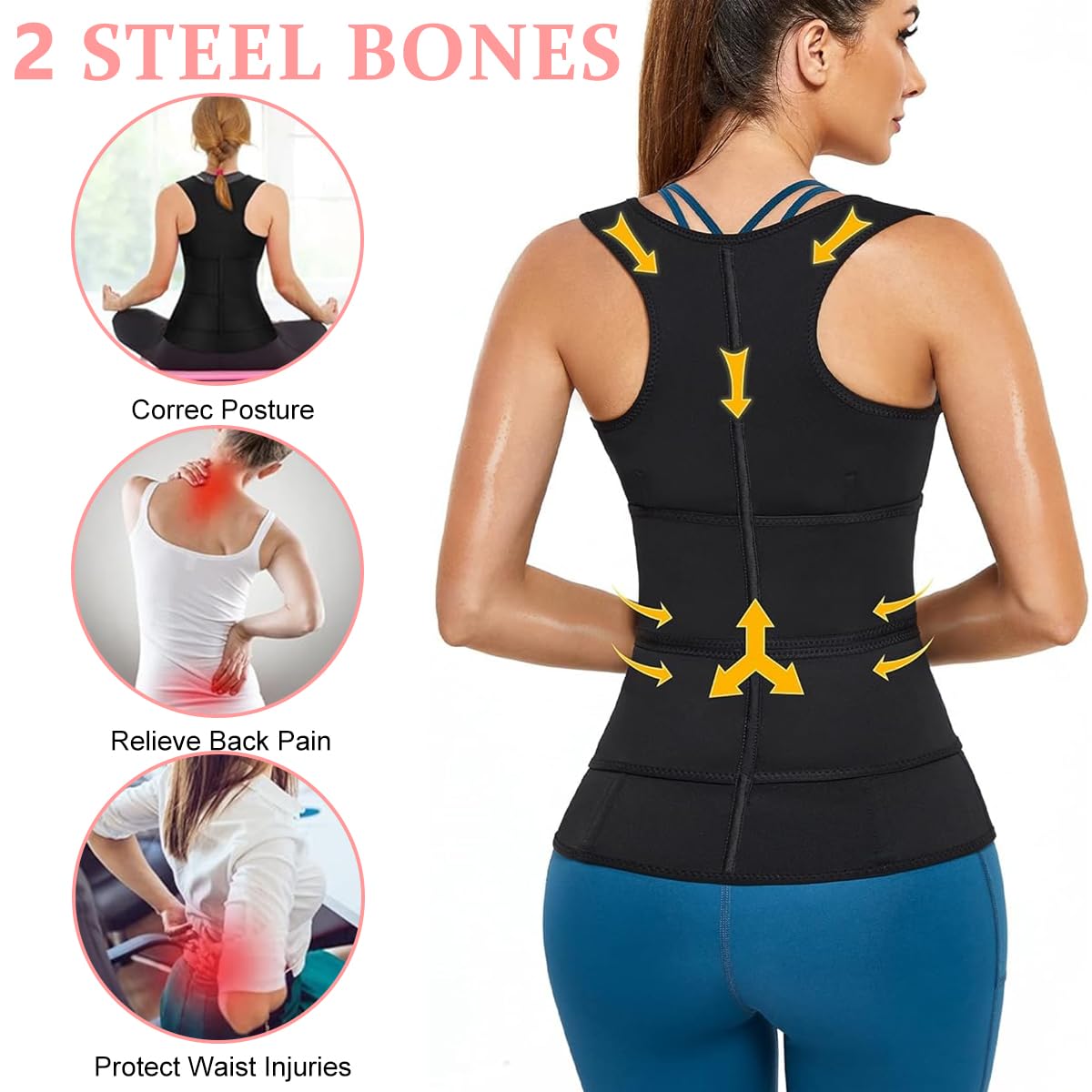 PALAY Waist Trainer for Women Vest Style with Zipper and Dual Belt Design XL | Body Shaper