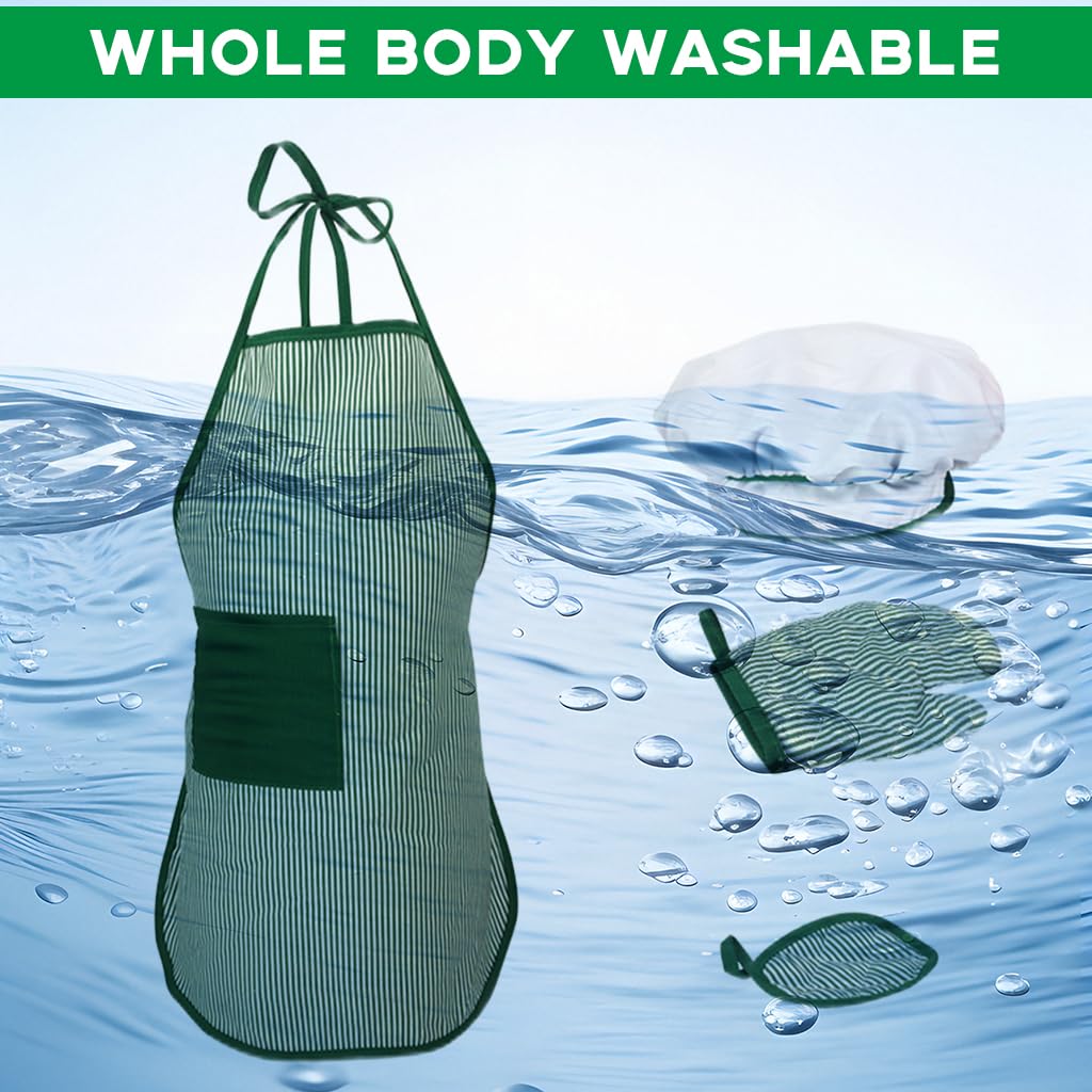 HASTHIP Kids Baking Set for Pretend Play with 15Pcs Tools and Waterproof Apron | Chef Costume