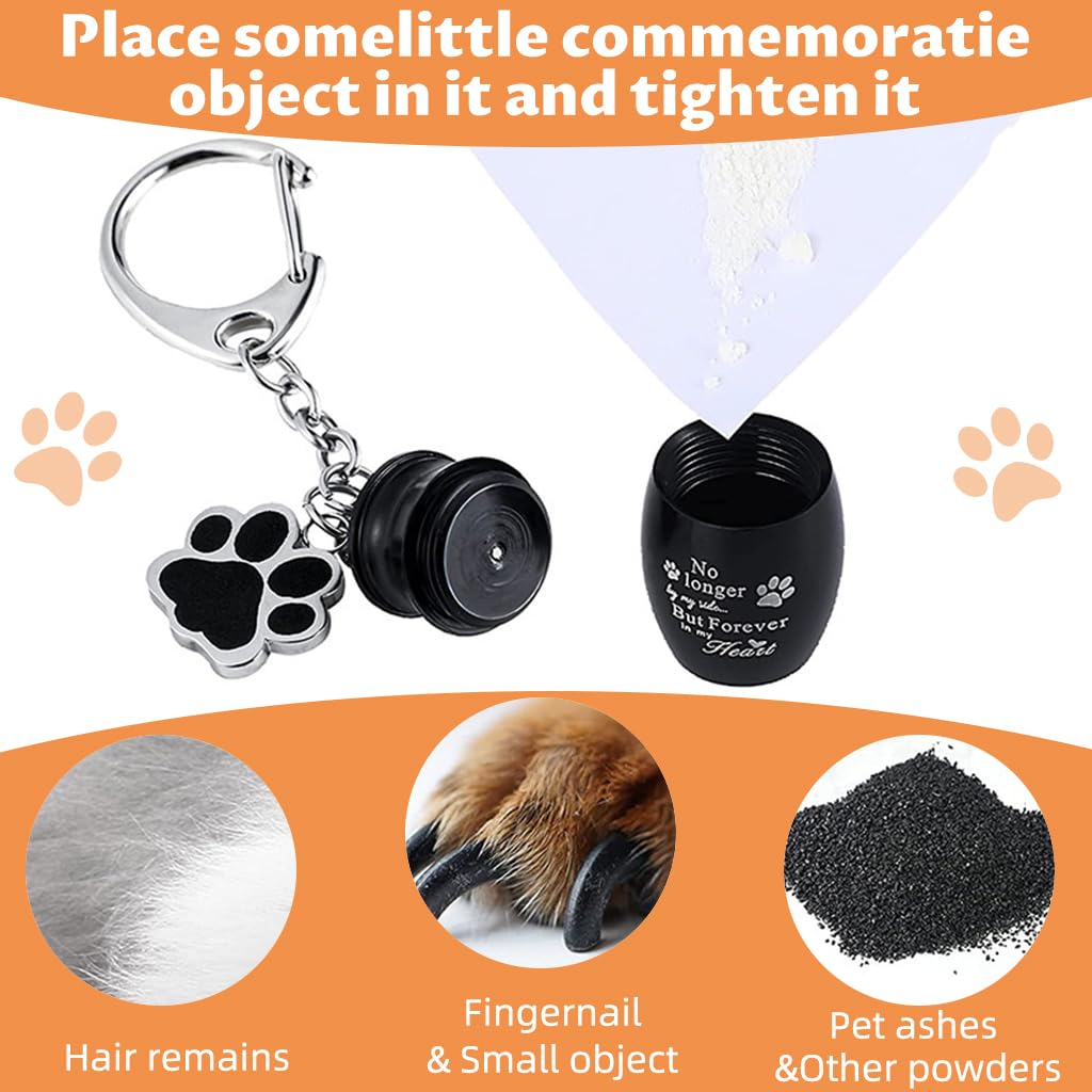 Qpets Dog Keychain for Pet Memorial with 25x15mm Urn Pendant and Paw Charm | Alloy Keepsake Gift