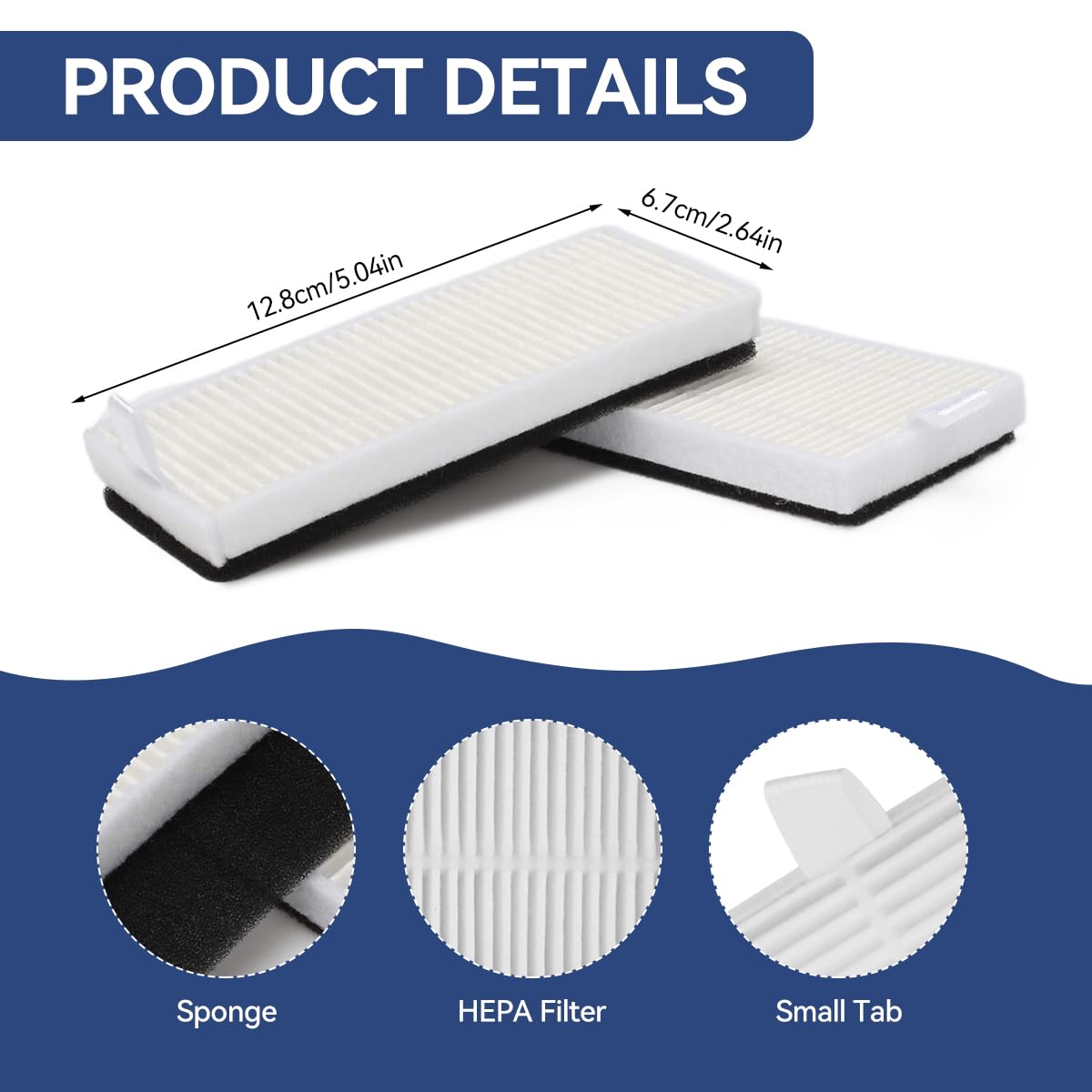Verilux Replacement Filters for Ecovacs Deebot Y1 Pro featuring Tailored Fit Design Pack of 4