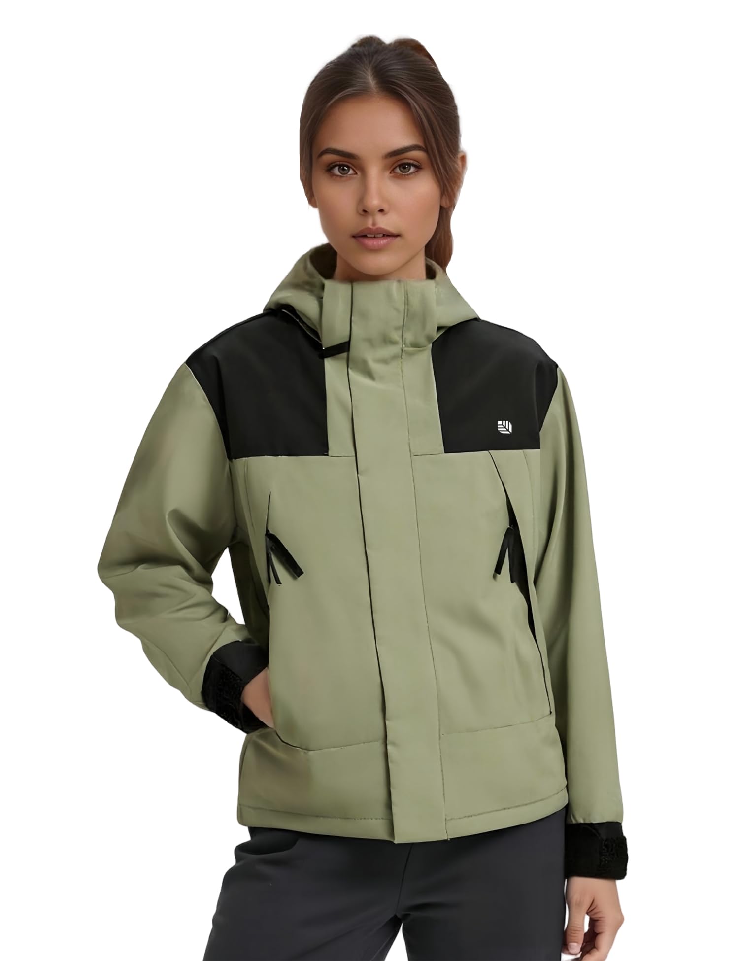 Venzina Women's Hiking Jacket for Trekking and Daily Wear with Breathable Mesh Liner & Detachable Hood | Windproof Water & Oil Resistant Slim Fit Green Coat