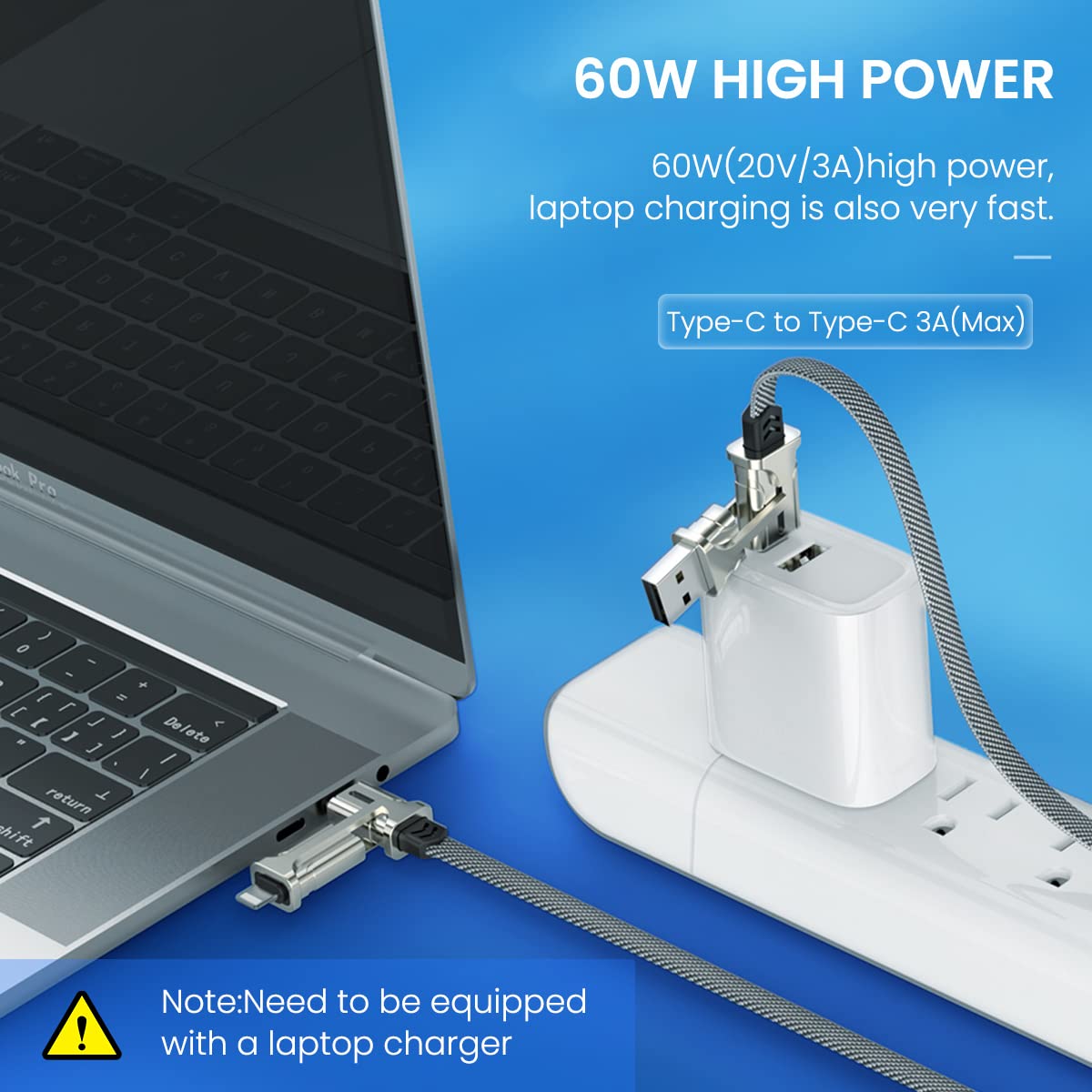Zeitel 4 in 1 Charging Cable for iPhone and Android with 60W Fast Charge and Nylon Braid 1.2m