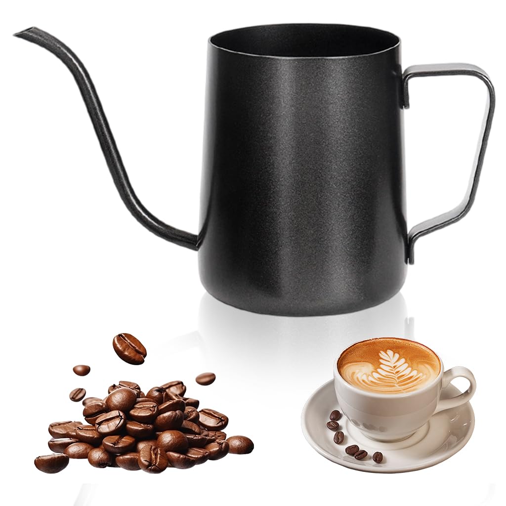 Supvox Gooseneck Water Kettle 350ml for Pour Over Coffee with Heat Proof Handle & 0.45cm Spout