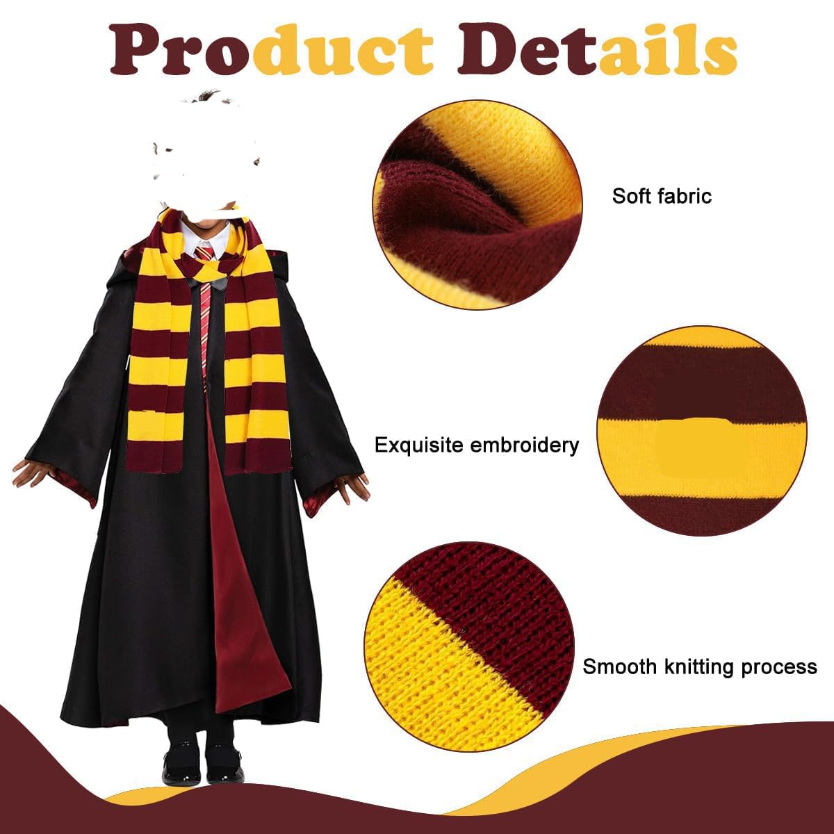 FANCYKU Harry Potter Scarf for Cosplay and Winter Wear featuring 170 cm Knit Acrylic Stripes | Unisex Gift Accessory