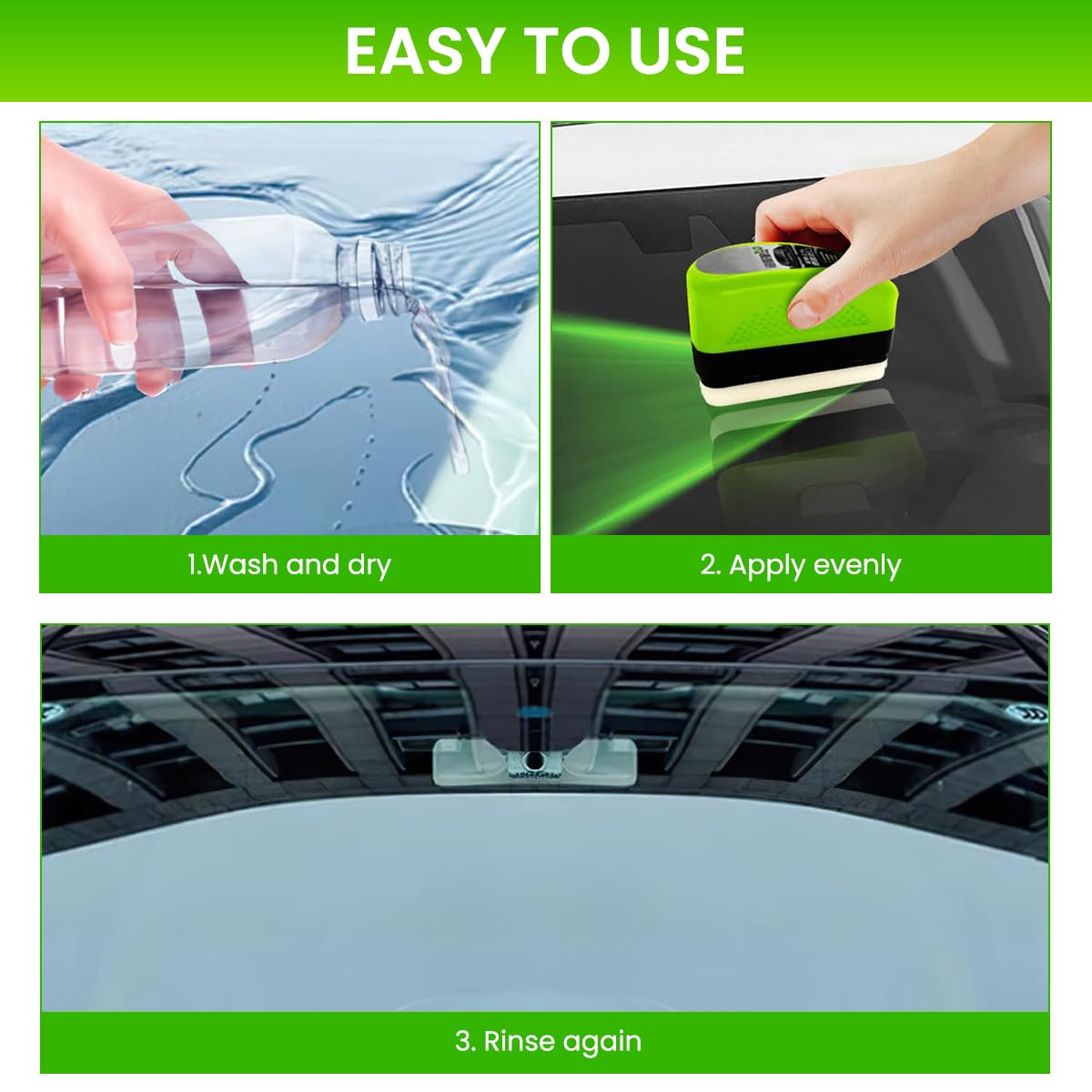 STHIRA Car Oil Film Cleaning Brush for Windshield with Integrated Cleaner | 3PCS Set