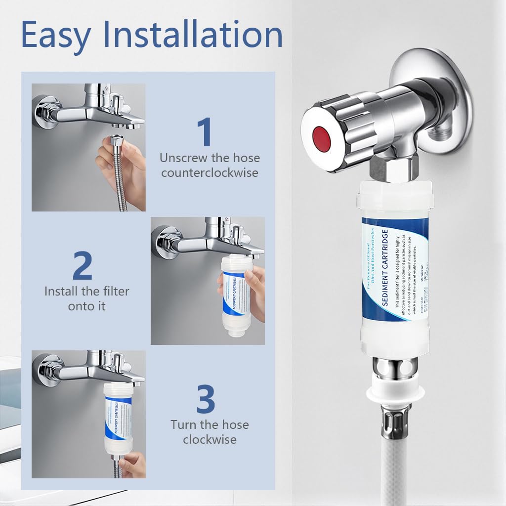 Serplex Shower System Water Filter Cartridge for Bathroom and Kitchen with 2 Cotton Refills | Universal 1/2 Inch Thread