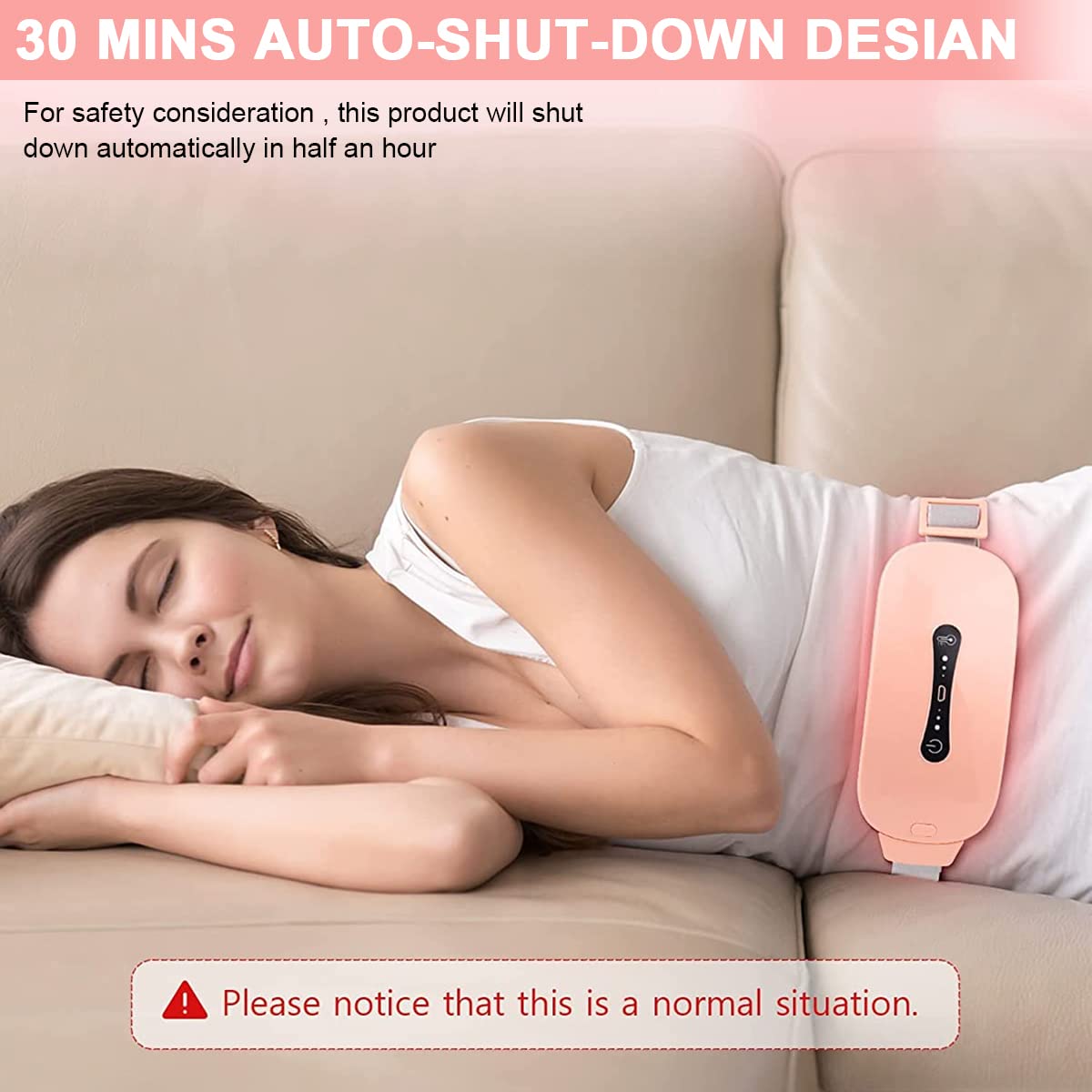 HANNEA Electric Cordless Heating Pad for Period Pain with 3 Heat Levels and Vibration | Rechargeable Belt for Women