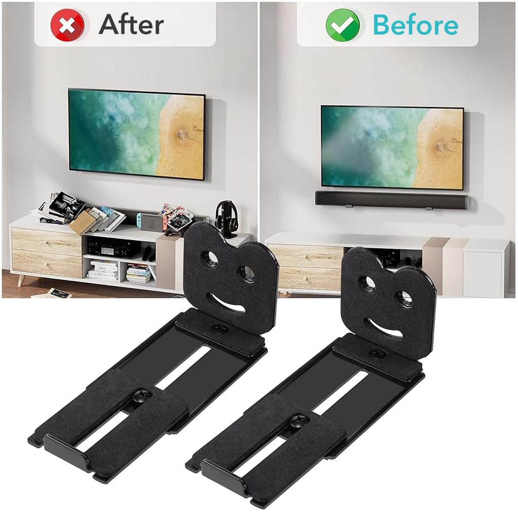 ZORBES® 2Pcs Soundbar Mount Wall Mount Metal Soundbar Wall Mount Adjustable Soundbar Metal Wall Mount with Screws & Installation Accessories Universal Wall Mount for Samsung HW-Q950A, Sony HT-A7000