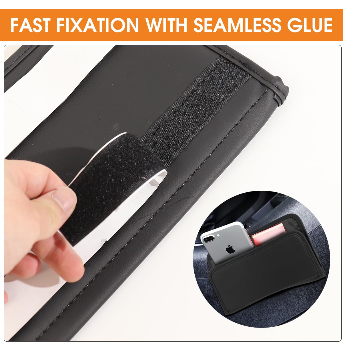 STHIRA Car Storage Organizer for Seat Side with Self Adhesive Design and PU Leather Finish