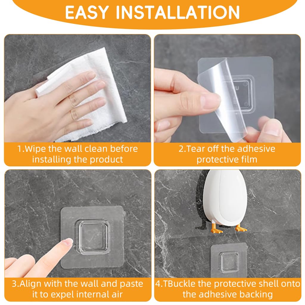 HASTHIP Toilet Brush with Built-in Soap Dispenser and Double-Sided Bristles | Yellow Duck Holder