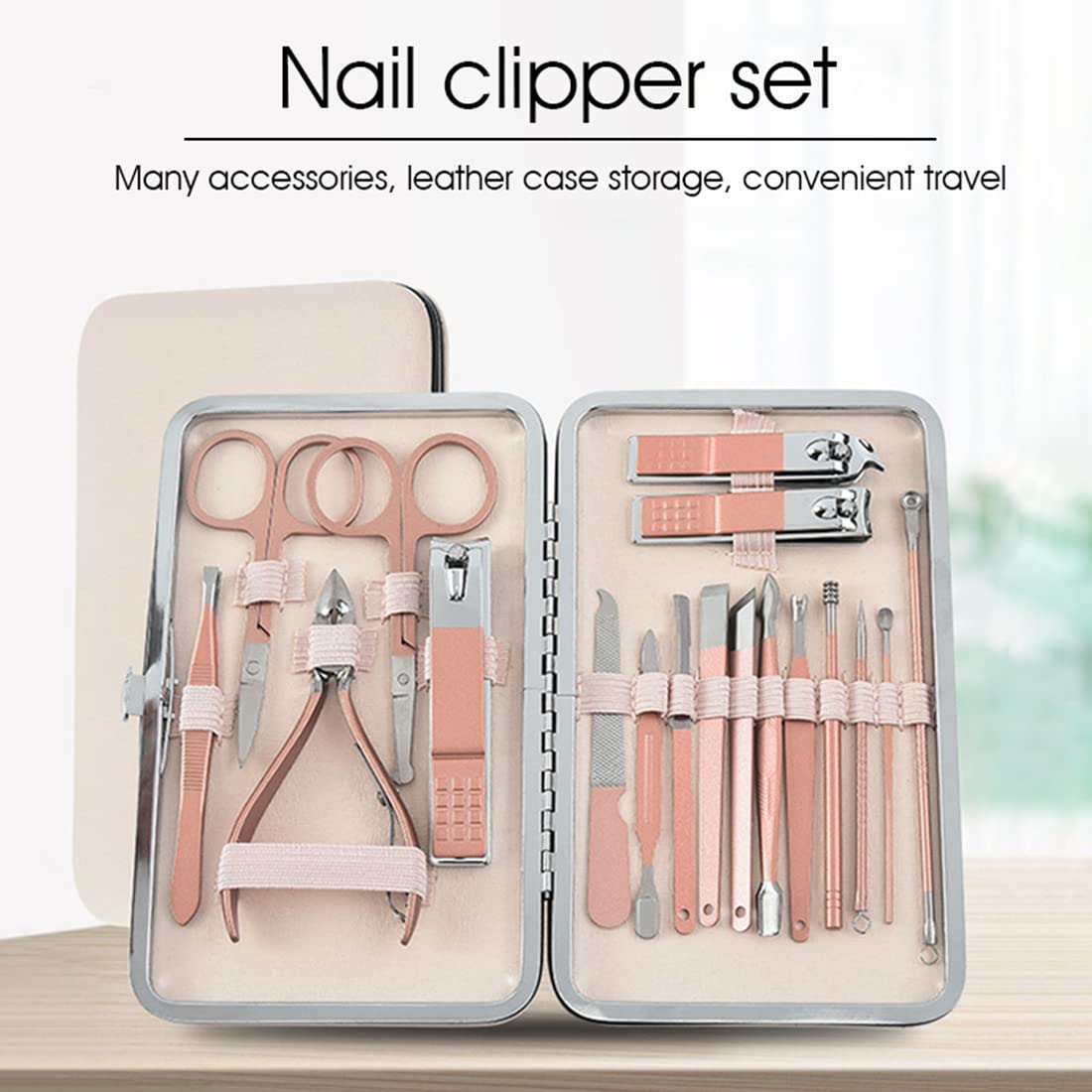 MAYCREATE® Stainless Steel Nail Kit for Women Professional Manicure Set Nail Clippers Pedicure Kit - 18 Pieces Grooming kit for Women Portable Travel Kit