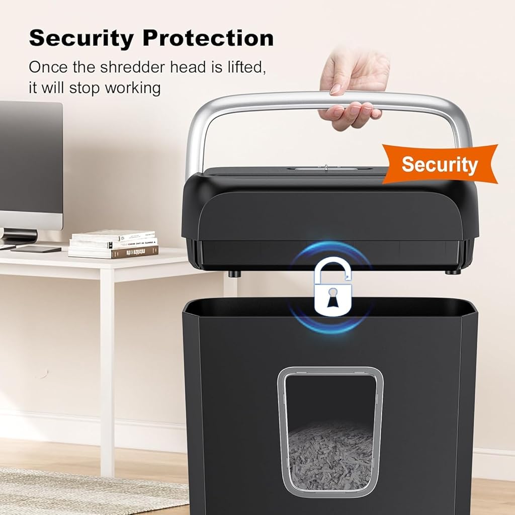 Climberty® Paper Shredder for Home Use, 3.4 Gal Wastebasket, 6-Sheet Crosscut Paper and Credit Card Shredder for Home Office with Handle for Document,Mail,Staple,Clip (C237-B)