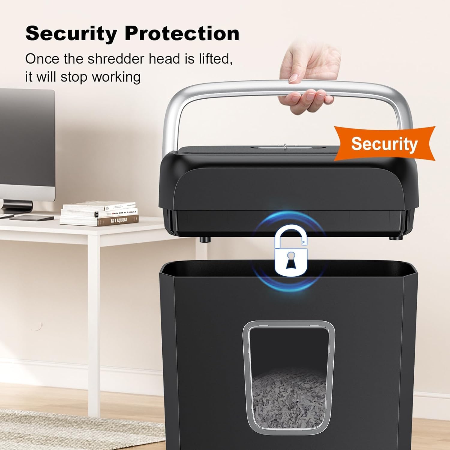 Climberty® Paper Shredder for Home Use, 3.4 Gal Wastebasket, 6-Sheet Crosscut Paper and Credit Card Shredder for Home Office with Handle for Document,Mail,Staple,Clip (C237-B)