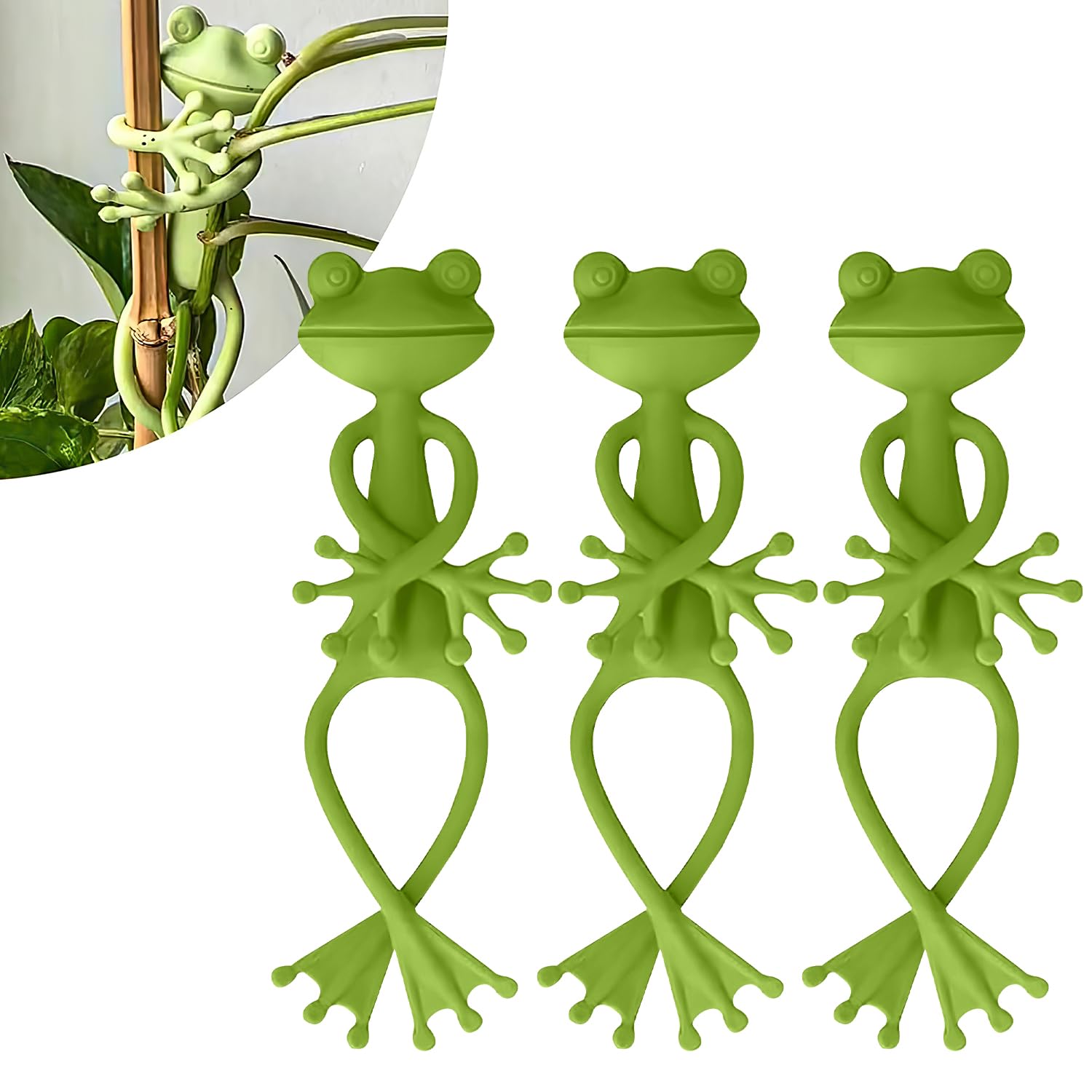 HASTHIP® 3 PCS Multipurpose Green Frog Plant Supports Steady Cartoon Plant Branches Tie