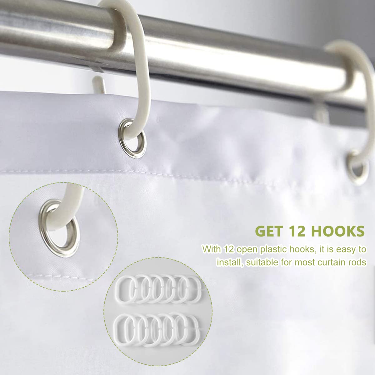 HASTHIP Plant Shower Curtain for Bathroom Decoration with Weighted Hem | 70.8x70.8 in Waterproof Polyester Fabric and Hooks