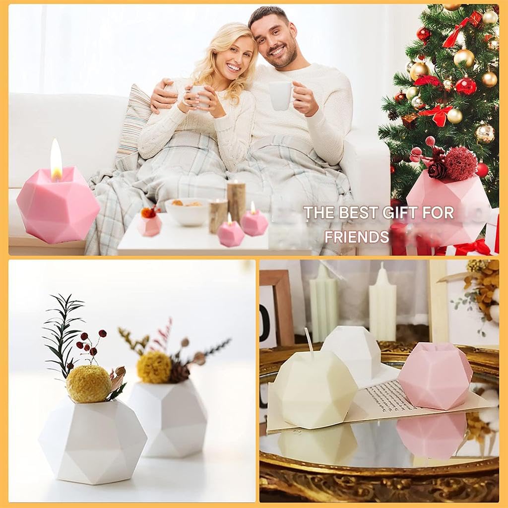 HASTHIP Silicone Candle Molds Set for DIY Candle Making with Flexible Non Stick Design | Reusable for Wax, Resin and Soap Crafts