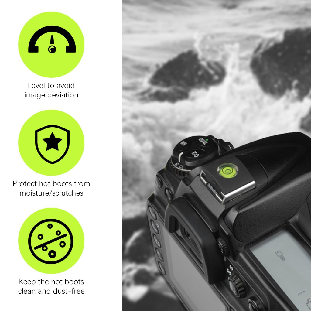 ZORBES Camera Flashlight Hot Shoe Cover 6PCS with Bubble Spirit Level for DSLR | Protects Canon Nikon Cameras