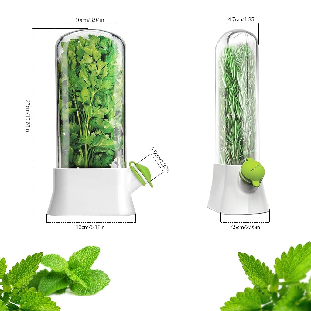 Supvox® Herb Keeper, Glass Herb Saver with Vertical Storage, Kitchen Herb Saver Herb Vertical Storage Glass Containers, Maintains Freshness for Parsley, Rosemary, Mint, Asparagus