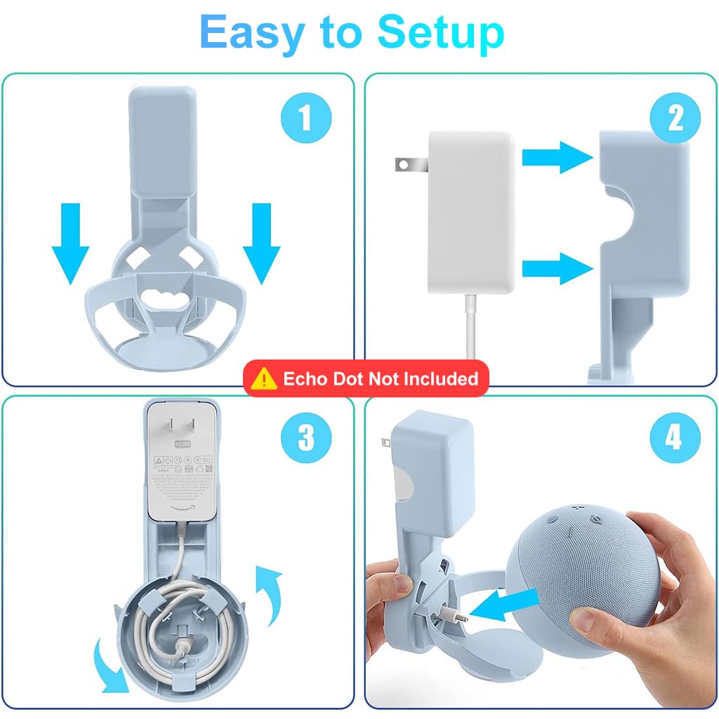 ZORBES Echo Dot Wall Mount Stand for 4th and 5th Gen with Cable Management Groove | Robust Plastic Holder