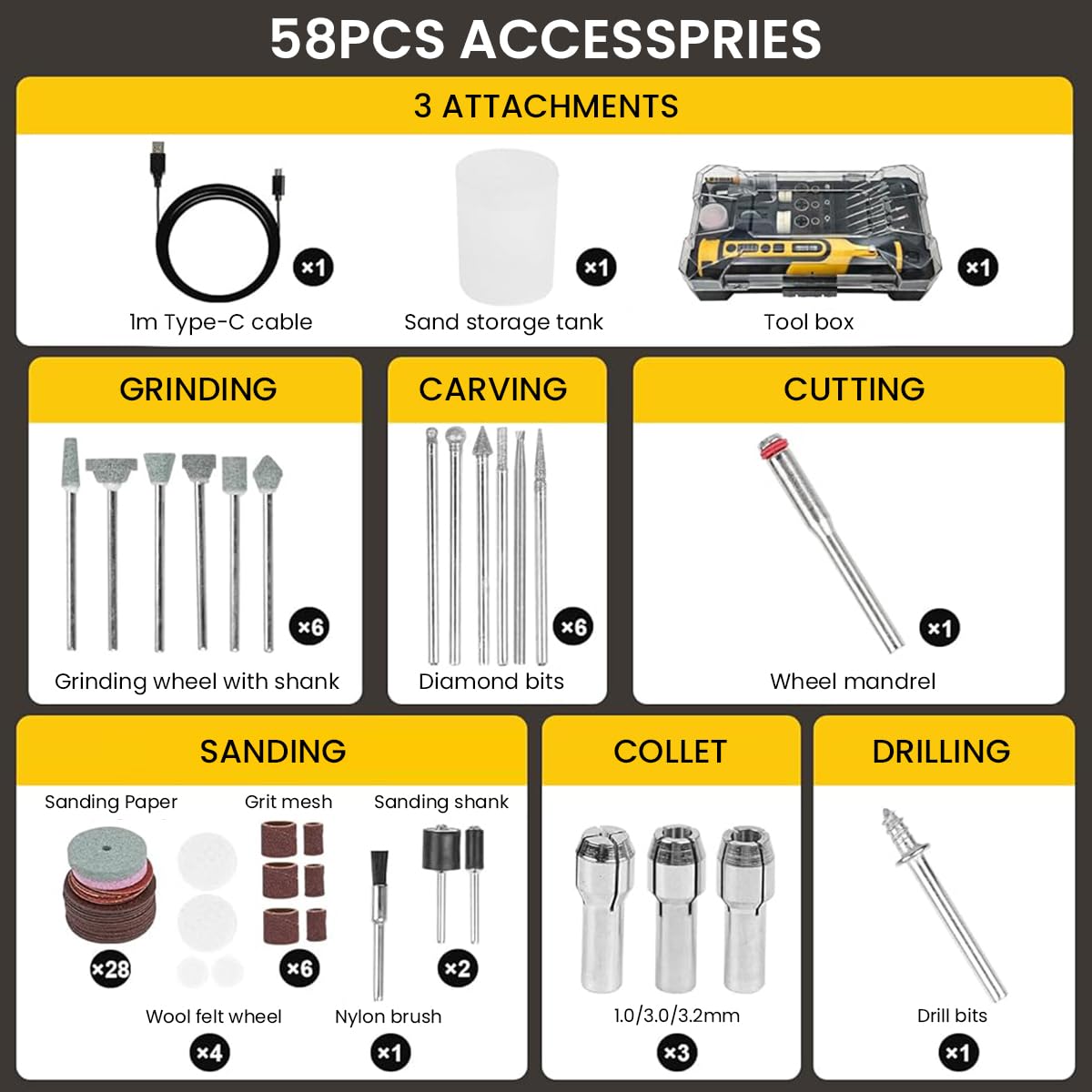 Serplex Electric Engraving Pen Kit for Wood Stone Metal Jewelry with 58 Accessories and LED Display | 7.2V 1100mAh Cordless Rotary Tool