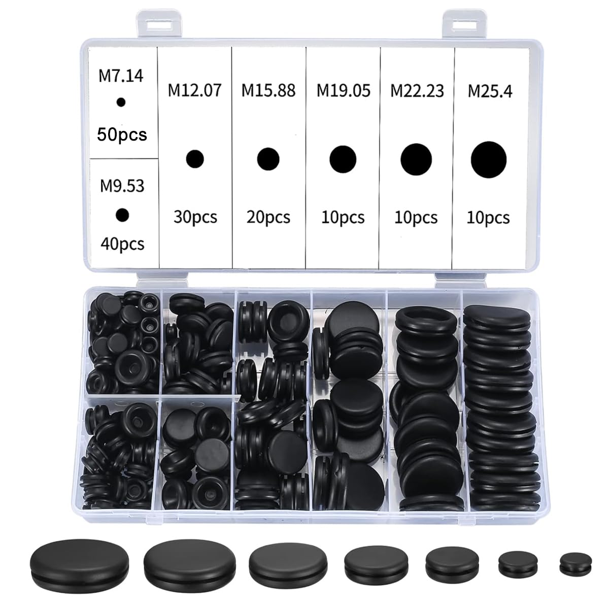 Serplex 170Pcs Cable Protection Rubber Rings 7 Sizes Rubber Ring Cord Organizer Cord Protector Rings with Box
