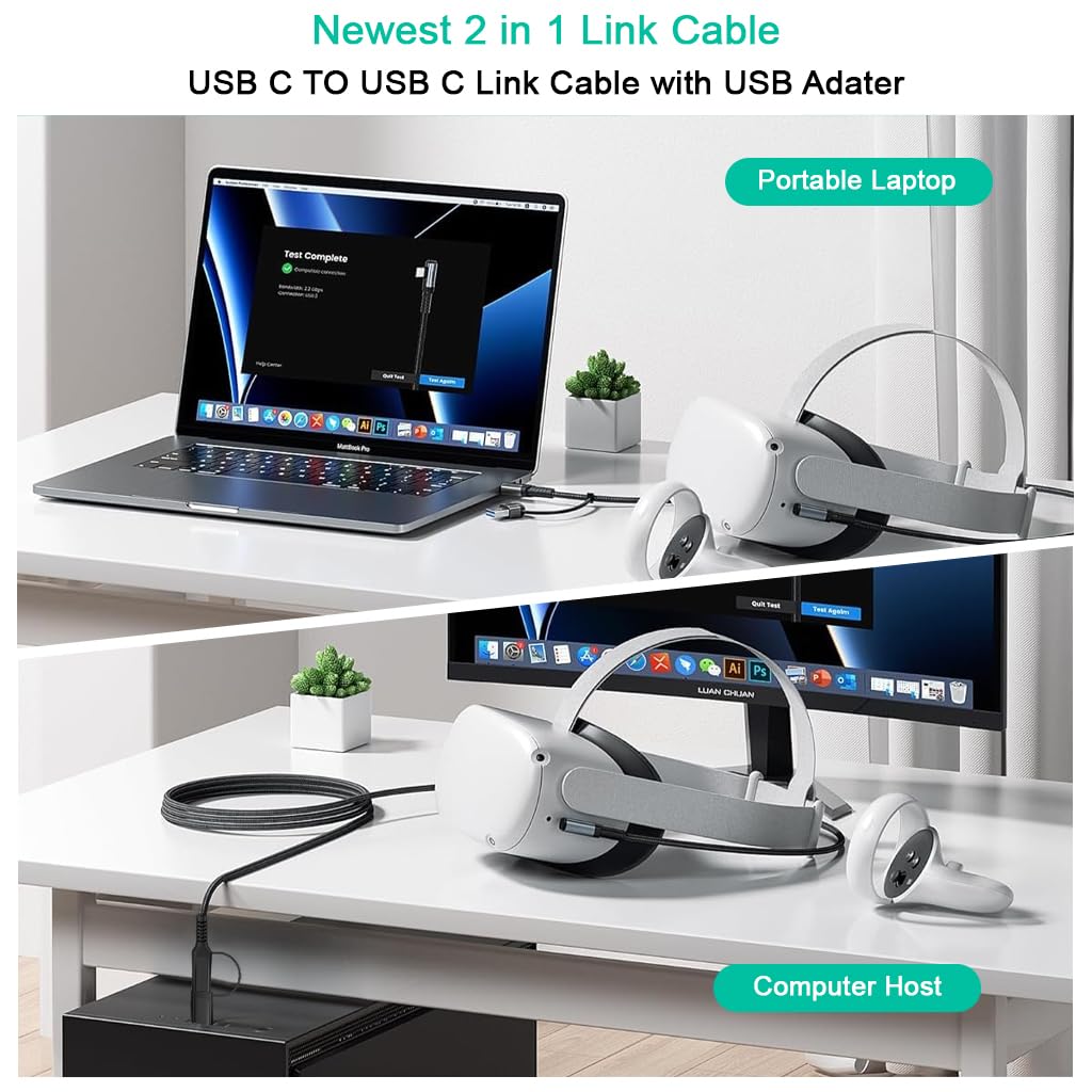 Verilux VR Headsets for Mobile Link Cable featuring 16.8ft length and right angle Type C connector | nylon braided design for smooth PC gaming