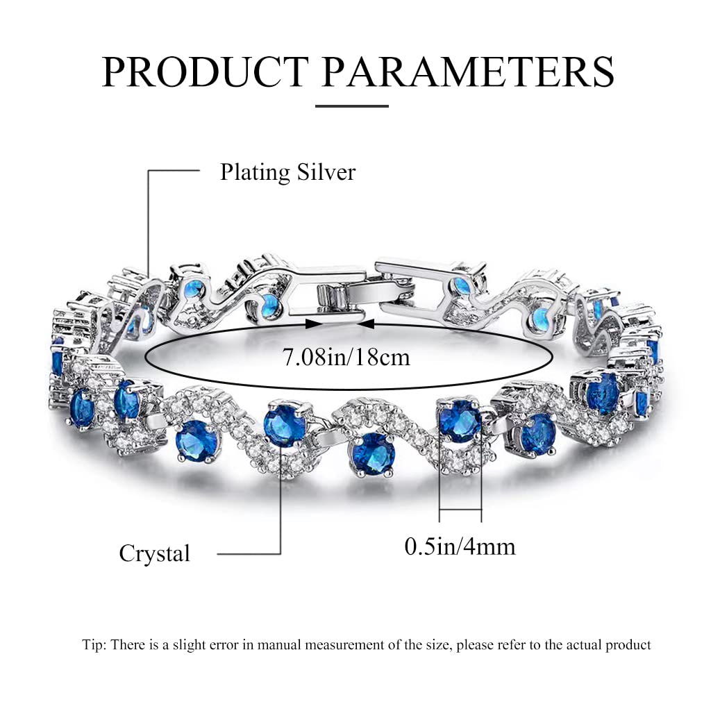 SANNIDHI Cubic Zirconia Bracelet for Women featuring Blue Stones and 18 cm Alloy Design