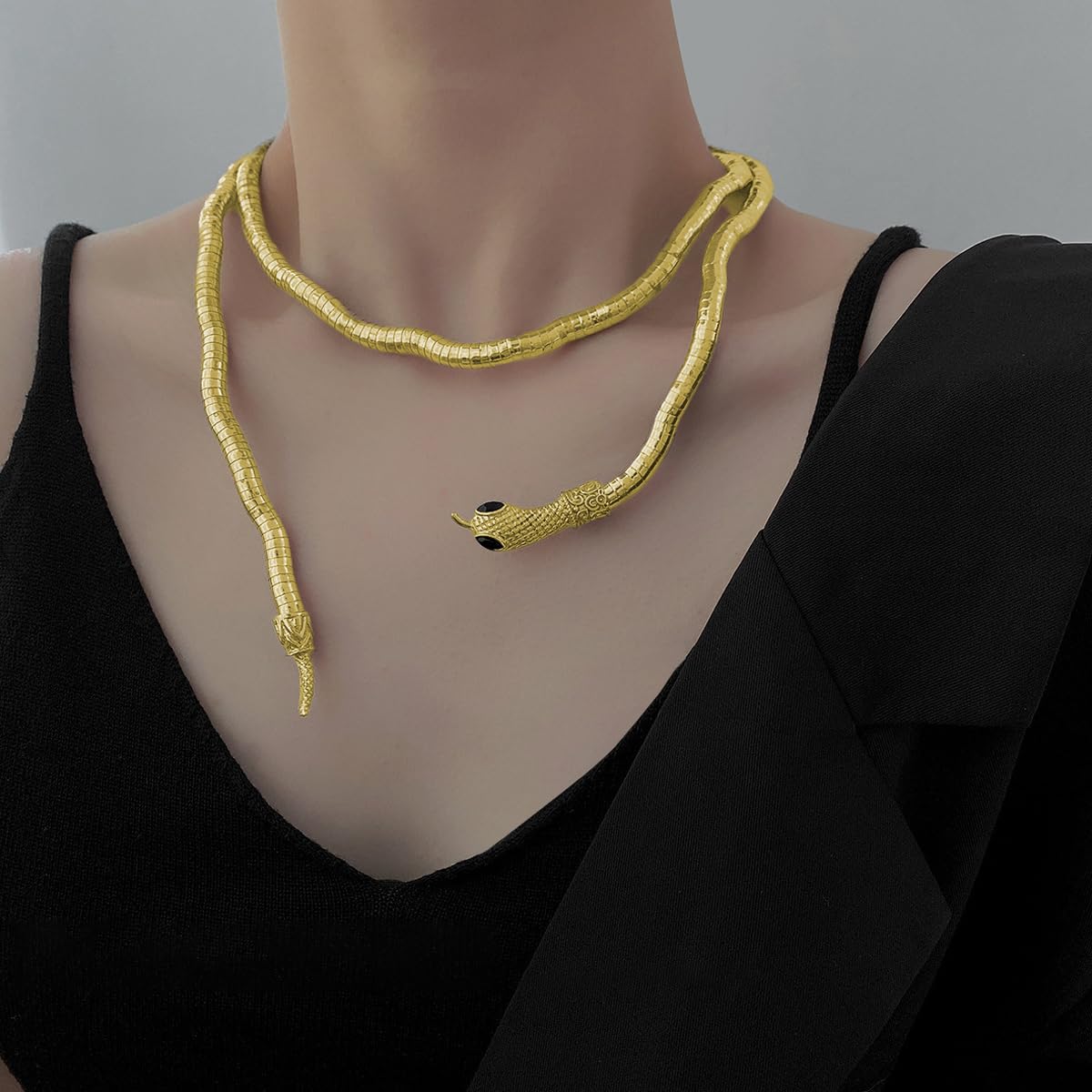 ZIBUYU Flexible Bendable Bracelet for Women featuring 35.4 in serpent design and golden finish