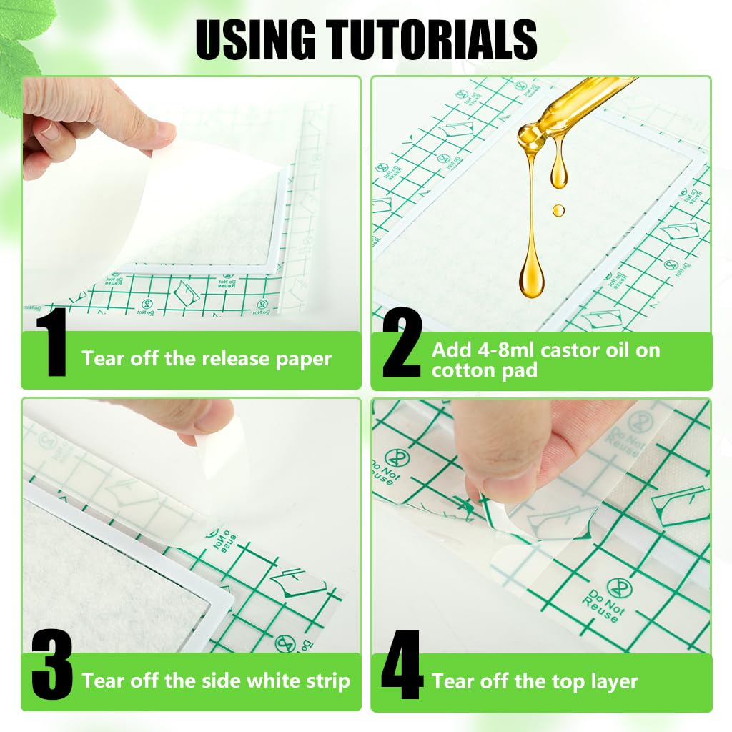 HANNEA Castor Oil Wraps for Abdomen Waist and Joint Care 10Pcs 20x15cm | Waterproof PU and Breathable Cotton Sheets