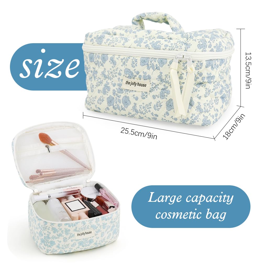 MAYCREATE Makeup Organizer Bag for Travel with Handle 25x15x16cm featuring Floral Cotton Design