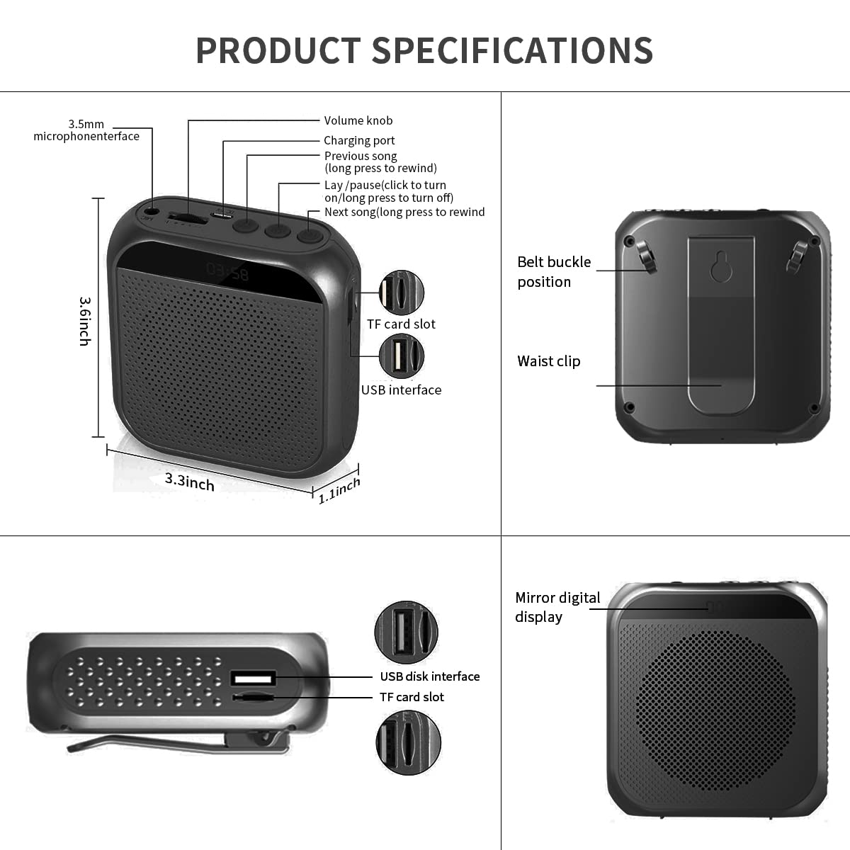 ZORBES Voice Amplifier for Teachers with 8W Output and 1800mAh Battery | Headset Mic Set