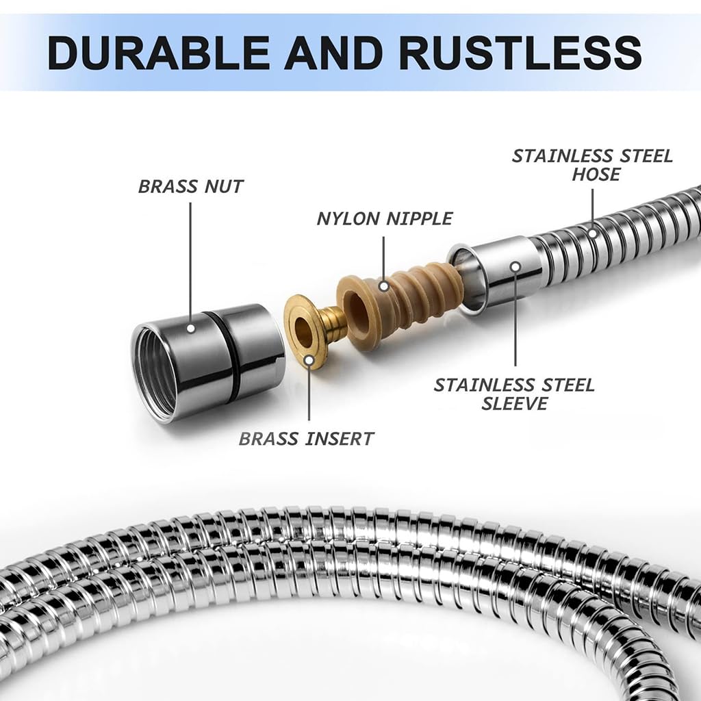 ZIBUYU Shower Hose for Toilet and Handheld Use featuring Anti Kink Design 1 Meter SS304 Chrome