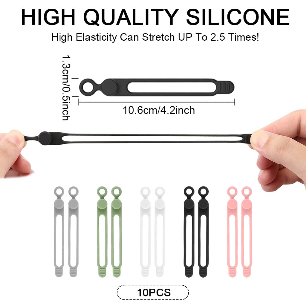 ZORBES Silicone Cable Organizer 10Pcs for Home and Travel with Wrap Around Design | Reusable Colorful Cord Ties