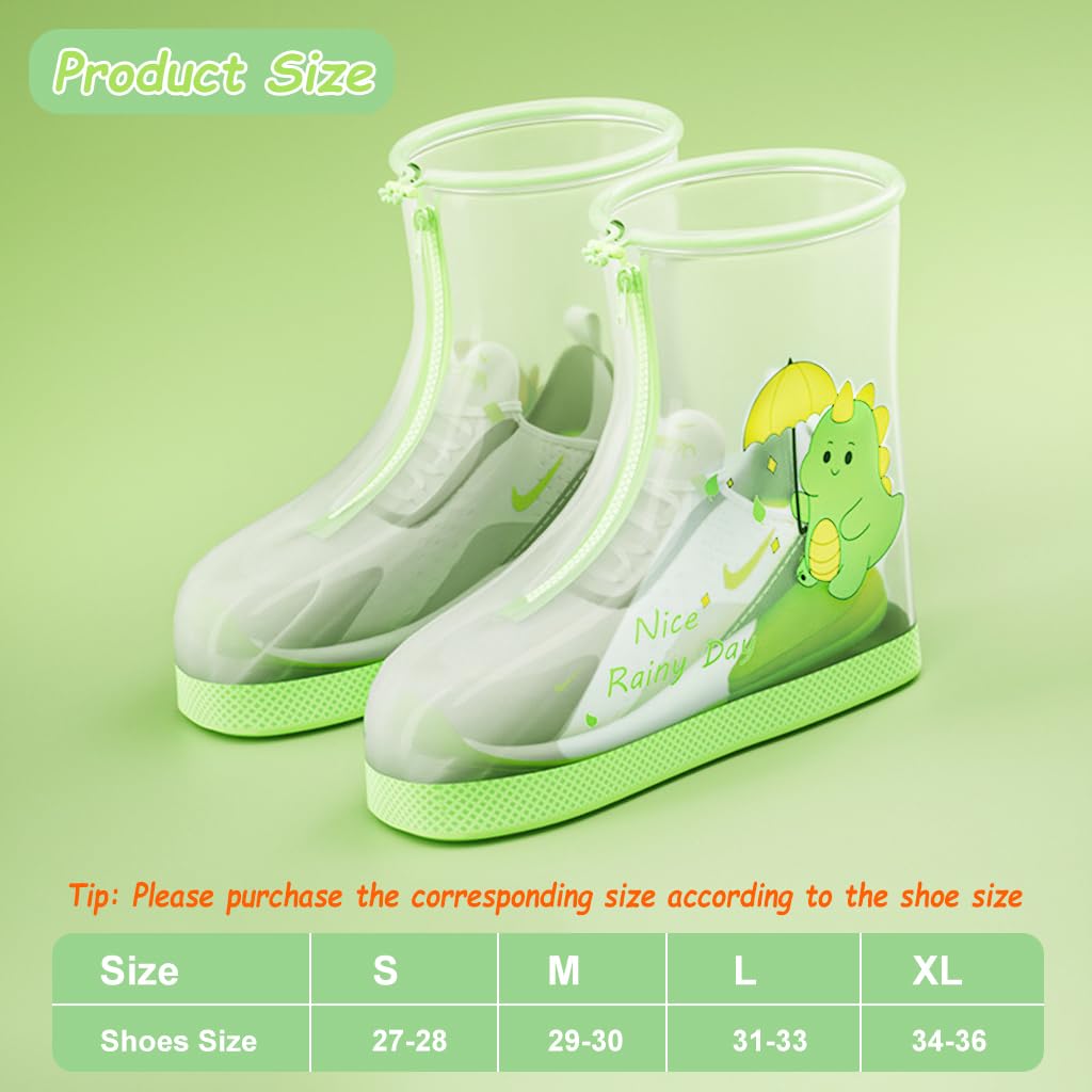 SNOWIE SOFT Clear Rain Shoe Covers for Kids with One Piece EVA Sole and 22.5cm Length | Waterproof PVC Design
