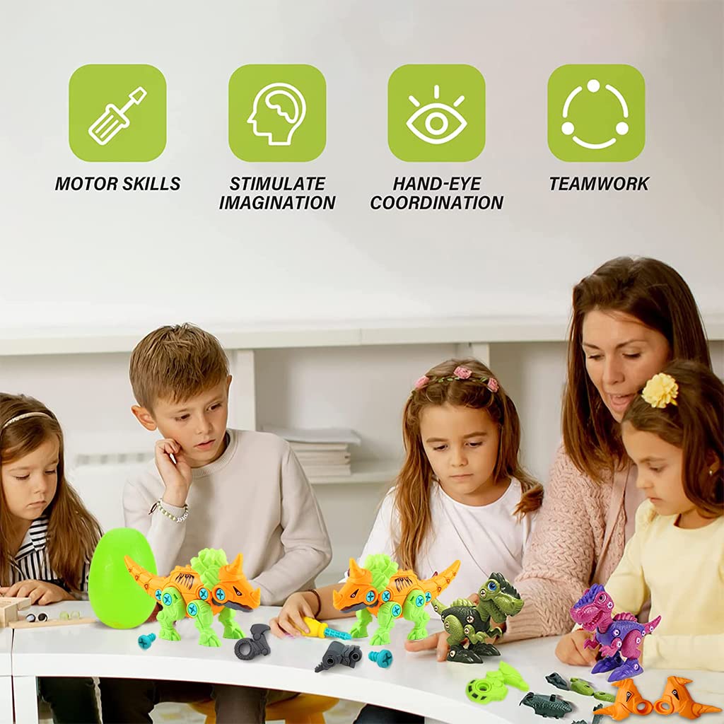 PATPAT Dinosaur Toys for Kids with Screwdriver and Egg Assembly | ABS STEM Toy for Ages 3–8
