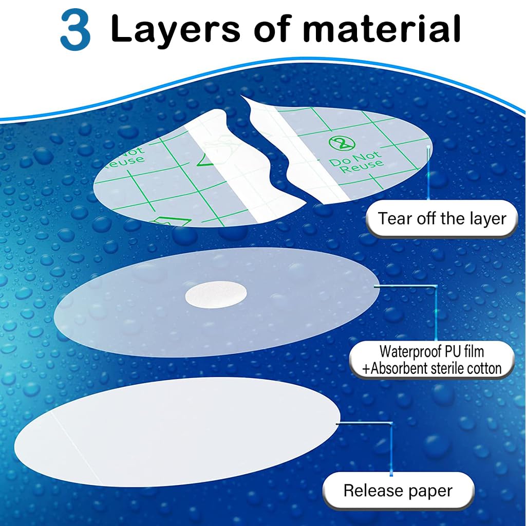 HANNEA Waterproof Ear Stickers for Shower and Swimming featuring PU Film & Sponge Plug 40pcs