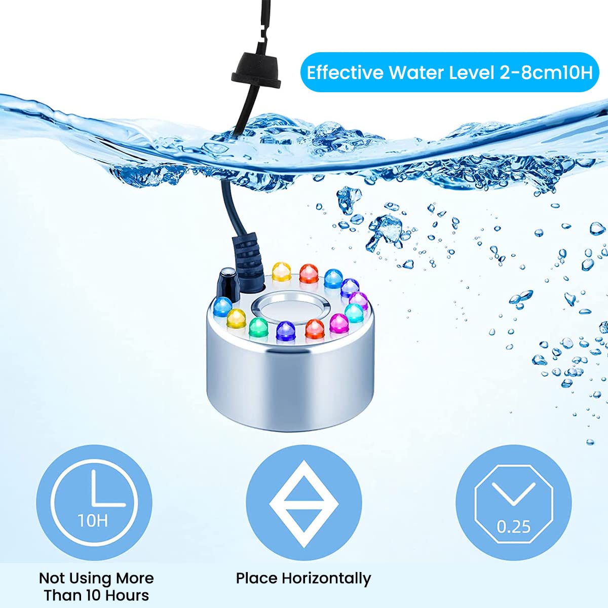 ZIBUYU Mist Maker for Aquarium with RGB LED Lighting and Auto Misting | Smoke Machine for Halloween Decor