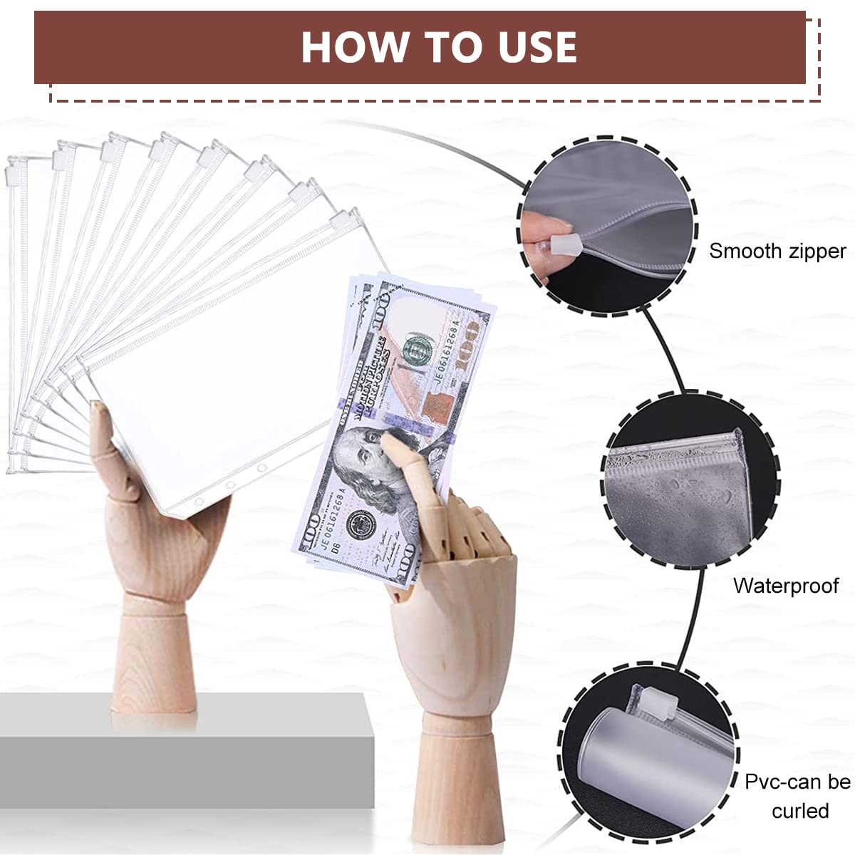 ZIBUYU Brown Leather A6 Notebook Folder for Budget Planning with 6 Ring Binder | Includes Calculator and 12 Cash Envelopes