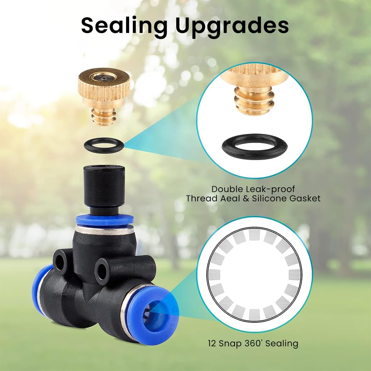 HASTHIP Misting Nozzle Set for Gardening with 4 in PE Hose and 3 Spray Modes | 5 pcs Brass Construction