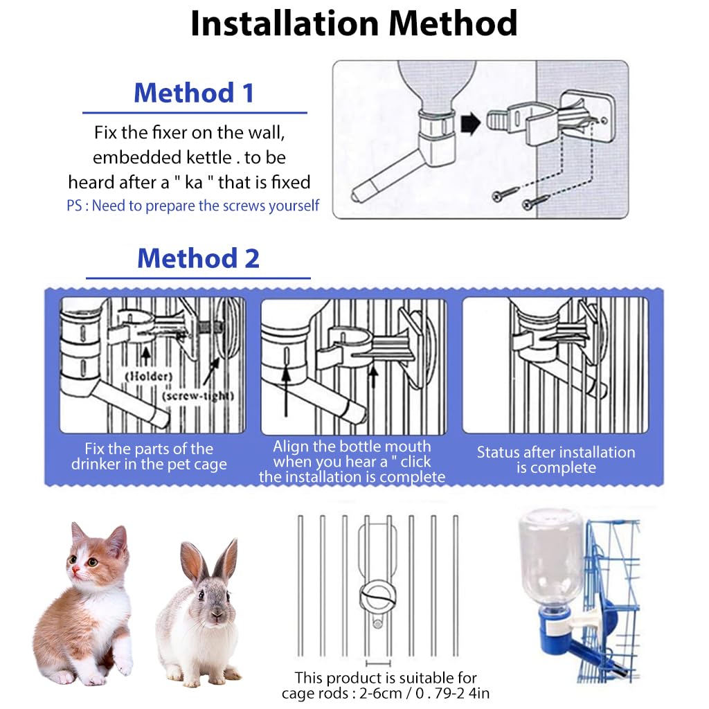 Qpets Small Pets Water Bottle for Cages with 150ml Capacity and Long Nozzle | No Drip Design