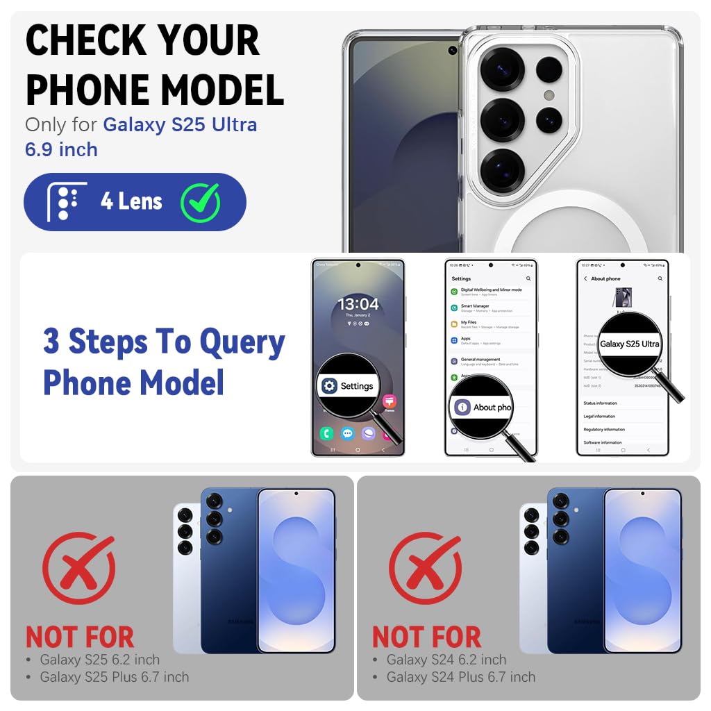 ZORBES Clear Phone Case for Samsung Galaxy S25 Ultra with Magnetic Ring Grip and TPU Bumper