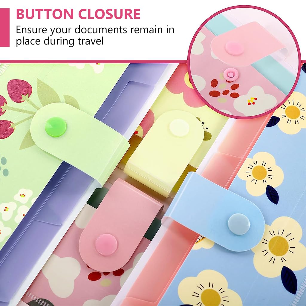 Climberty Expanding File Folder for Document Organization with 6 Compartments 12.7x9.4 in Plastic | Floral Print Design and Snap Button Closure